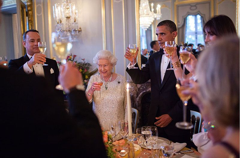 Pete Souza: Barack Obama offers a toast to Queen Elizabeth II during a dinner