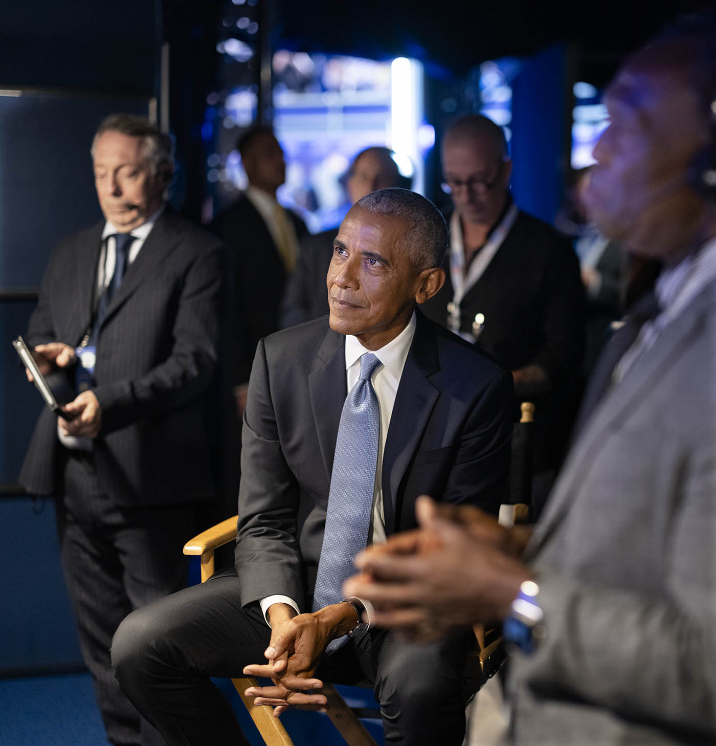 Pete Souza: Former President Obama backstage watching his wife Michelle speaking at the Democratic National Convention